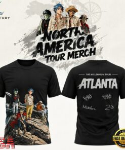 Gorillaz The North American Mountain Tour 2026 Limited Edition Black T Shirt, Trending Music 3D Tee Gorillaz The North American Mountain Tour 2026 Limited Edition Black T Shirt