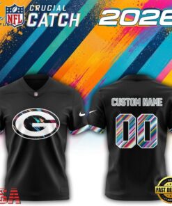 Green Bay Packers NFL 2026 Crucial Catch Limited Edition Black Football Jersey, Fashion Football Jersey Green Bay Packers Nfl 2026 Crucial Catch Limited Edition Black Football Jersey