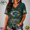 Green Bay Packers NFL Different, Not Less Autism Awareness V neck T Shirt, NFL Team V Neck Tee 2 Green Bay Packers NFL Different, Not Less Autism Awareness V neck T Shirt, NFL Team V Neck Tee Green Bay Packers Nfl Different Not Less Autism Awareness V Neck T Shirt