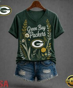 Green Bay Packers NFL Floral Garden V Neck T Shirt, NFL Team V Neck Tee Green Bay Packers Nfl Floral Garden V Neck T Shirt