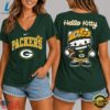 Green Bay Packers NFL Hello Kitty Football V Neck T Shirt, NFL Team V Neck Tee Green Bay Packers Nfl Hello Kitty Football V Neck T Shirt