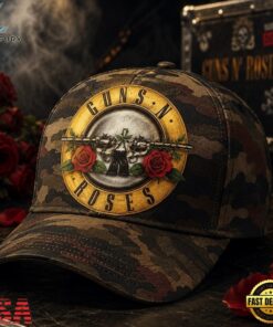 Guns N’ Roses Appetite for Chaos Camo Roses Rock Classic Cap, Music Lover Baseball Cap Guns N Roses Appetite For Chaos Camo Roses Rock Classic Cap