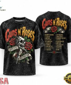 Guns N Roses Appetite For Destruction Tracklist Back Print Vintage Rock T Shirt, Trending Music 3D Tee Guns N Roses Appetite For Destruction Tracklist Back Print Vintage Rock T Shirt