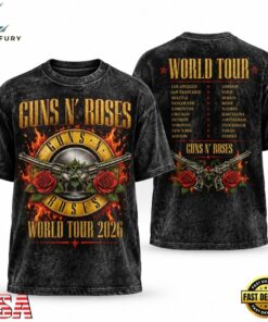Guns N Roses Official World Tour 2026 Classic Logo Vintage Rock T Shirt, Trending Music 3D Tee Guns N Roses Official World Tour 2026 Classic Logo Vintage Rock T Shirt