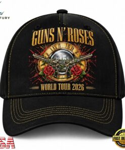 Guns N Roses World Tour 2026 Bullet Logo Classic Baseball Cap, Music Lover Baseball Cap Guns N Roses World Tour 2026 Bullet Logo Classic Baseball Cap