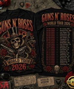 Guns N’ Roses World Tour 2026 Vintage Rock 3D Shirt, Trending Music 3D Tee Guns N Roses World Tour 2026 Vintage Rock 3D Shirt