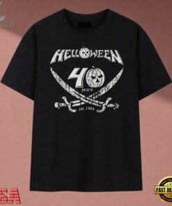 Helloween 40 Years Est 1984 Crossed Swords Band Logo T Shirt, Music 2D Graphic Tee Helloween 40 Years Est 1984 Crossed Swords Band Logo T Shirt
