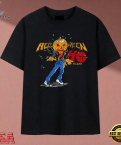 Helloween 40 Years Pumpkin Character Metal Band T Shirt, Music 2D Graphic Tee Helloween 40 Years Pumpkin Character Metal Band T Shirt