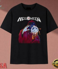 Helloween 40th Anniversary Sorcerer Crystal Orb Band T Shirt, Music 2D Graphic Tee Helloween 40th Anniversary Sorcerer Crystal Orb Band T Shirt