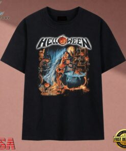 Helloween Cauldron Witch Pumpkin Power Metal Graphic T Shirt, Music 2D Graphic Tee Helloween Cauldron Witch Pumpkin Power Metal Graphic T Shirt
