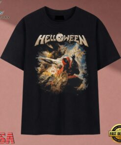 Helloween Cloaked Wizard Clock Power Metal Graphic T Shirt, Music 2D Graphic Tee Helloween Cloaked Wizard Clock Power Metal Graphic T Shirt