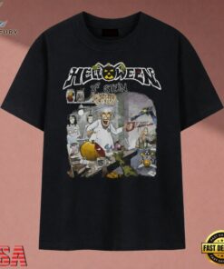 Helloween Dr. Stein Cartoon Single Artwork Graphic T Shirt, Music 2D Graphic Tee Helloween DR Stein Cartoon Single Artwork Graphic T Shirt