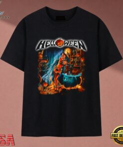 Helloween Fantasy Witch Pumpkin Cauldron Power Metal T Shirt, Music 2D Graphic Tee Helloween Fantasy Witch Pumpkin Cauldron Power Metal T Shirt