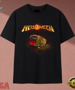 Helloween Golden Ring Red Gem Heavy Metal Band Graphic T Shirt, Music 2D Graphic Tee Helloween Golden Ring Red Gem Heavy Metal Band Graphic T Shirt