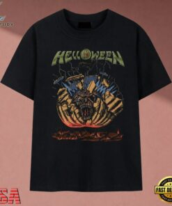 Helloween Pumpkin Monster Burst Heavy Metal Band Graphic T Shirt, Music 2D Graphic Tee Helloween Pumpkin Monster Burst Heavy Metal Band Graphic T Shirt