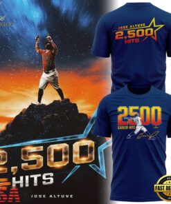 Houston Astros JOSE ALTUVE 2500 CAREER HITS Navy T Shirt, Viral 3D Graphic Tee Houston Astros Jose Altuve 2500 Career Hits Navy T Shirt