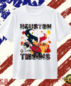 Houston Texans Football Autumn Fall Pumpkin Graphic T Shirt, Trendy 2D Print Shirt Houston Texans Football Autumn Fall Pumpkin Graphic T Shirt