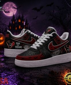 Houston Texans NFL Fear The Team Halloween Air Force 1 Shoes Sneakers, NFL Fan AF1 Shoes Houston Texans Nfl Fear The Team Halloween Air Force 1 Shoes Sneakers