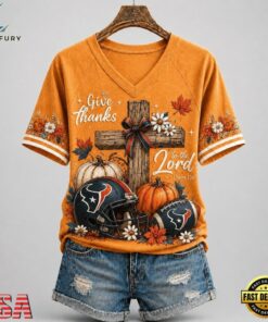Houston Texans NFL Thanksgiving Faith And Football V Neck T Shirt, NFL Team V Neck Tee Houston Texans Nfl Thanksgiving Faith And Football V Neck T Shirt