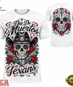 Houston Texans x Dia de los Muertos Graphic 2026 White T Shirt, Viral 3D Graphic Tee Houston Texans X Dia DE Los Muertos Graphic 2026 White T Shirt