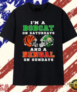 I’m a Bobcat on Saturdays and a Bengal on Sundays T Shirt, Trendy 2D Print Shirt I M A Bobcat ON Saturdays And A Bengal ON Sundays T Shirt