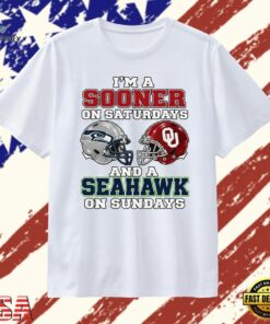 I’m a Sooner on Saturdays and a Seahawk on Sundays T Shirt, Trendy 2D Print Shirt I M A Sooner ON Saturdays And A Seahawk ON Sundays T Shirt
