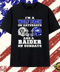 I’m a Wolf Pack on Saturdays and a Raider on Sundays T Shirt, Trendy 2D Print Shirt I M A Wolf Pack ON Saturdays And A Raider ON Sundays T Shirt