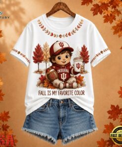 Indiana Hoosiers NCAA Fall Is My Favorite Color Football Unisex 3D Shirt, NCAA 3D Graphic Tee Indiana Hoosiers Ncaa Fall IS MY Favorite Color Football Unisex 3D Shirt