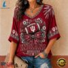 Indiana Hoosiers NCAA Vintage Floral Bow V Neck T Shirt, NCAA V Neck Fan Shirt Indiana Hoosiers Ncaa Vintage Floral Bow V Neck T Shirt