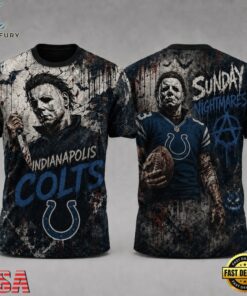 Indianapolis Colts NFL Michael Myers Sunday Nightmares Horror Halloween 3D T Shirt, Sports Fans 3D Shirt Indianapolis Colts Nfl Michael Myers Sunday Nightmares Horror Halloween 3D T Shirt