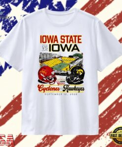 Iowa Hawkeyes Football Cy Hawk Series vs Iowa State Cyclones T Shirt, Trendy 2D Print Shirt Iowa Hawkeyes Football CY Hawk Series VS Iowa State Cyclones T Shirt