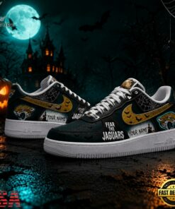 Jacksonville Jaguars NFL Fear The Team Halloween Air Force 1 Shoes Sneakers, NFL Fan AF1 Shoes Jacksonville Jaguars Nfl Fear The Team Halloween Air Force 1 Shoes Sneakers