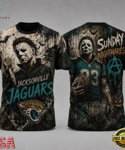 Jacksonville Jaguars NFL Michael Myers Sunday Nightmares Horror Halloween 3D T Shirt, Sports Fans 3D Shirt Jacksonville Jaguars Nfl Michael Myers Sunday Nightmares Horror Halloween 3D T Shirt