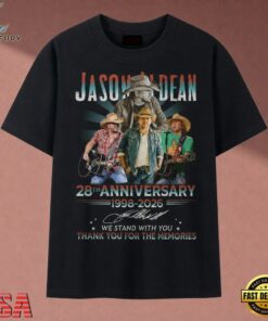 Jason Aldean 28th Anniversary 1998 2026 Signatures Graphic T Shirt, Music 2D Graphic Tee Jason Aldean 28th Anniversary 1998 2026 Signatures Graphic T Shirt