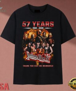 Judas Priest 57 Years 1969 2026 Thank You For The Memories Vintage T Shirt, Music 2D Graphic Tee Judas Priest 57 Years 1969 2026 Thank You For The Memories Vintage T Shirt