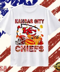 Kansas City Chiefs Football Autumn Fall Pumpkin Graphic T Shirt, Trendy 2D Print Shirt Kansas City Chiefs Football Autumn Fall Pumpkin Graphic T Shirt