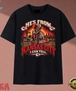 Kansas City Chiefs He's From Kansas City I Can Tell Horror T Shirt, Music 2D Graphic Tee Kansas City Chiefs HE S From Kansas City I Can Tell Horror T Shirt