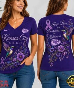 Kansas City Chiefs NFL Alzheimer’s Awareness Month V neck T Shirt, NFL Team V Neck Tee Kansas City Chiefs Nfl Alzheimer S Awareness Month V Neck T Shirt