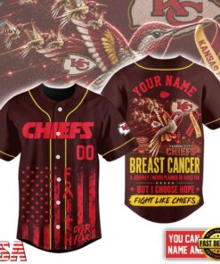 Kansas City Chiefs NFL Breast Cancer Hope Over Fear Baseball Jersey, NFL Baseball Shirt Kansas City Chiefs Nfl Breast Cancer Hope Over Fear Baseball Jersey