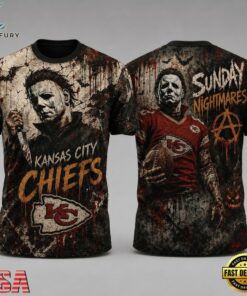 Kansas City Chiefs NFL Michael Myers Sunday Nightmares Horror Halloween 3D T Shirt, Sports Fans 3D Shirt Kansas City Chiefs Nfl Michael Myers Sunday Nightmares Horror Halloween 3D T Shirt