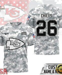 Kansas City Chiefs NFL Salute to Service Custom Name & Number Camo 3D Shirt, Sports Fans 3D Shirt Kansas City Chiefs Nfl Salute TO Service Custom Name Number Camo 3D Shirt