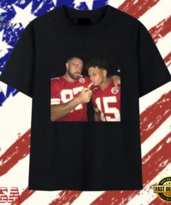 Kansas City Football Travis Kelce And Patrick Mahomes Vintage Graphic T Shirt, Trendy 2D Print Shirt Kansas City Football Travis Kelce And Patrick Mahomes Vintage Graphic T Shirt
