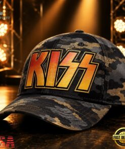 KISS Golden Thunder Camo Rock Legend Classic Cap, Music Lover Baseball Cap Kiss Golden Thunder Camo Rock Legend Classic Cap