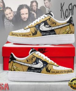 Korn Band Nu Metal Yellow Graphic Air Force 1 Shoes Sneakers, Music Lover AF1 Shoes Korn Band NU Metal Yellow Graphic Air Force 1 Shoes Sneakers
