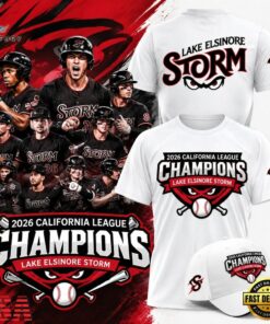 Lake Elsinore Storm 2026 California League Champions White T Shirt, Viral 3D Graphic Tee Lake Elsinore Storm 2026 California League Champions White T Shirt