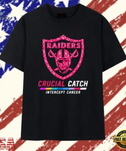 Las Vegas Raiders Crucial Catch Intercept Cancer T Shirt, Trendy 2D Print Shirt Las Vegas Raiders Crucial Catch Intercept Cancer T Shirt