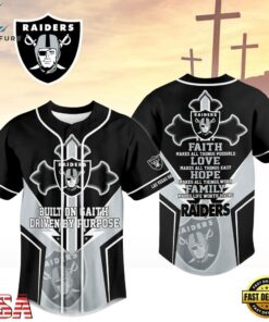 Las Vegas Raiders NFL Blessed Beyond The Score Baseball Jersey, NFL Baseball Shirt Las Vegas Raiders Nfl Blessed Beyond The Score Baseball Jersey