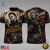 Las Vegas Raiders NFL Michael Myers Sunday Nightmares Horror Halloween 3D T Shirt, Sports Fans 3D Shirt Las Vegas Raiders Nfl Michael Myers Sunday Nightmares Horror Halloween 3D T Shirt