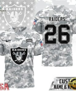 Las Vegas Raiders NFL Salute to Service Custom Name & Number Camo 3D Shirt, Sports Fans 3D Shirt Las Vegas Raiders Nfl Salute TO Service Custom Name Number Camo 3D Shirt