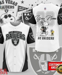 Las Vegas Raiders NFL Snoopy Ultimate Game Day Personalized Jersey Shirt, NFL Baseball Shirt Las Vegas Raiders Nfl Snoopy Ultimate Game Day Personalized Jersey Shirt